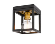 Kube 1 Light 5.75" Flush Mount in Bronze + Olde Brass