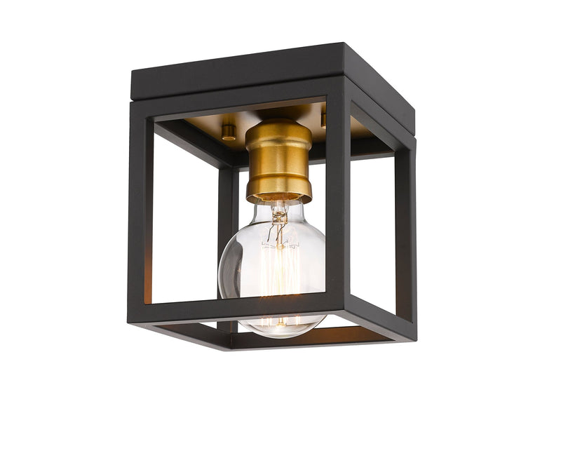 Kube 1 Light 5.75" Flush Mount in Bronze + Olde Brass