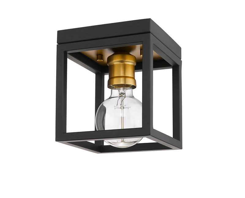 Kube 1 Light 5.75" Flush Mount in Bronze + Olde Brass