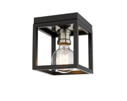 Kube 1 Light 5.75" Flush Mount in Matte Black + Brushed Nickel
