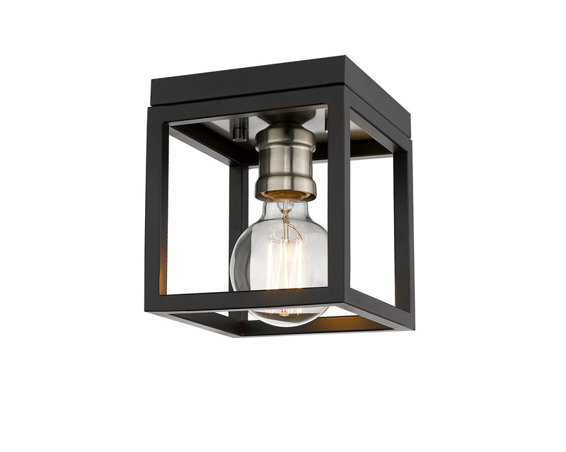 Kube 1 Light 5.75" Flush Mount in Matte Black + Brushed Nickel