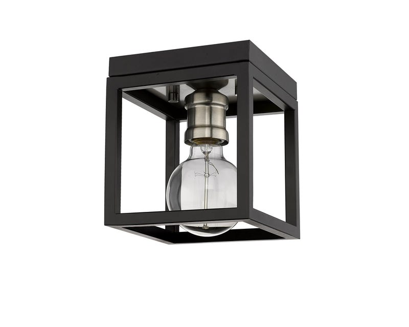 Kube 1 Light 5.75" Flush Mount in Matte Black + Brushed Nickel