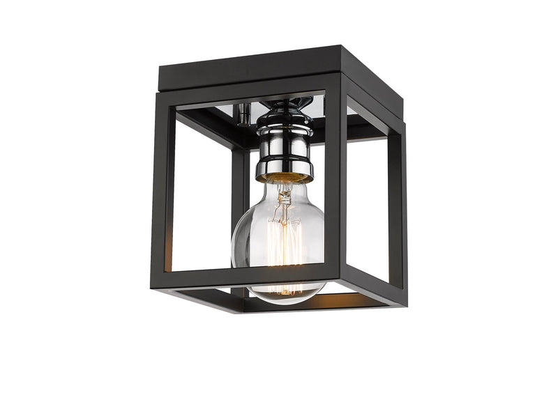 Kube 1 Light 5.75" Flush Mount in Matte Black + Chrome