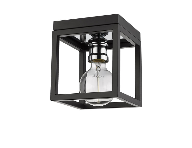 Kube 1 Light 5.75" Flush Mount in Matte Black + Chrome