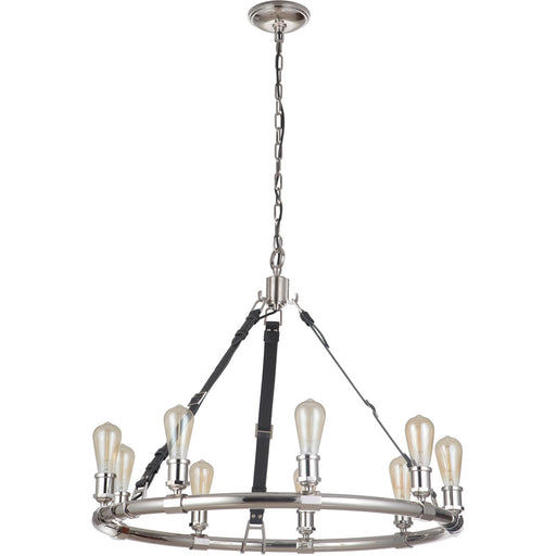 Huxley 9 Light 34" Chandelier in Polished Nickel