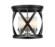 Malcalester 3 Light 13" Flush Mount in Matte Black + Brushed Nickel