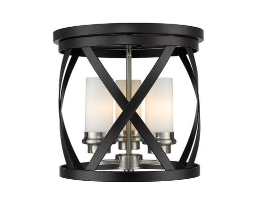 Malcalester 3 Light 13" Flush Mount in Matte Black + Brushed Nickel