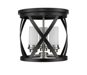 Malcalester 3 Light 13" Flush Mount in Matte Black + Brushed Nickel