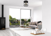 Malcalester 3 Light 13" Flush Mount in Matte Black + Brushed Nickel in a room setting
