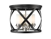 Malcalester 4 Light 15.75" Flush Mount in Matte Black + Brushed Nickel