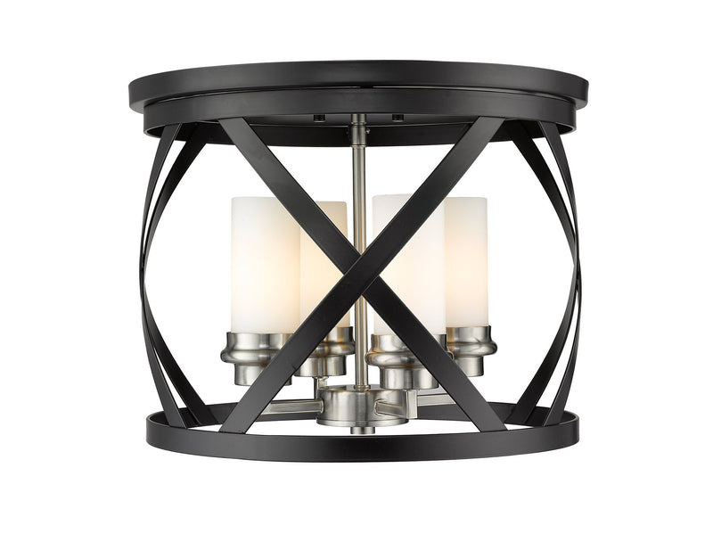 Malcalester 4 Light 15.75" Flush Mount in Matte Black + Brushed Nickel