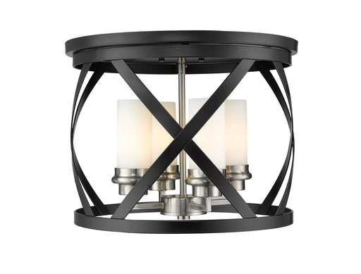 Malcalester 4 Light 15.75" Flush Mount in Matte Black + Brushed Nickel