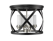 Malcalester 4 Light 15.75" Flush Mount in Matte Black + Brushed Nickel
