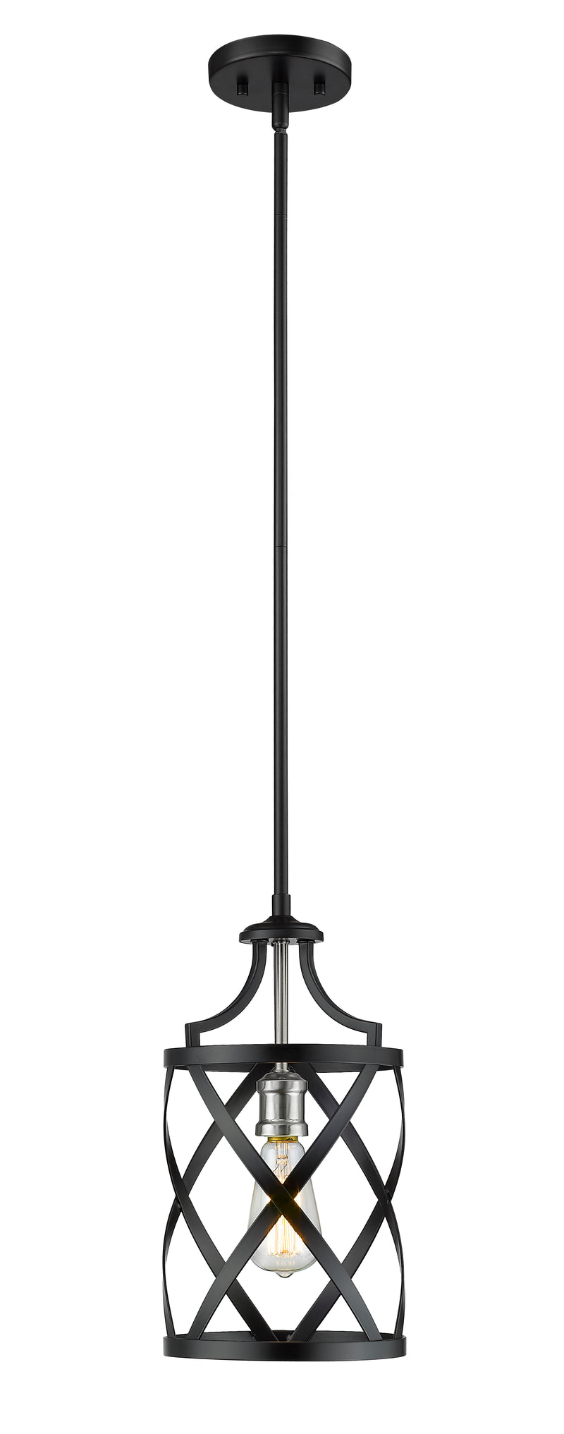 Malcalester 1 Light 8" Pendant in Matte Black + Brushed Nickel