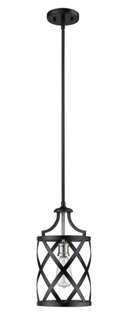 Malcalester 1 Light 8" Pendant in Matte Black + Brushed Nickel