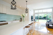 Malcalester 1 Light 8" Pendant in Matte Black + Brushed Nickel in a room setting