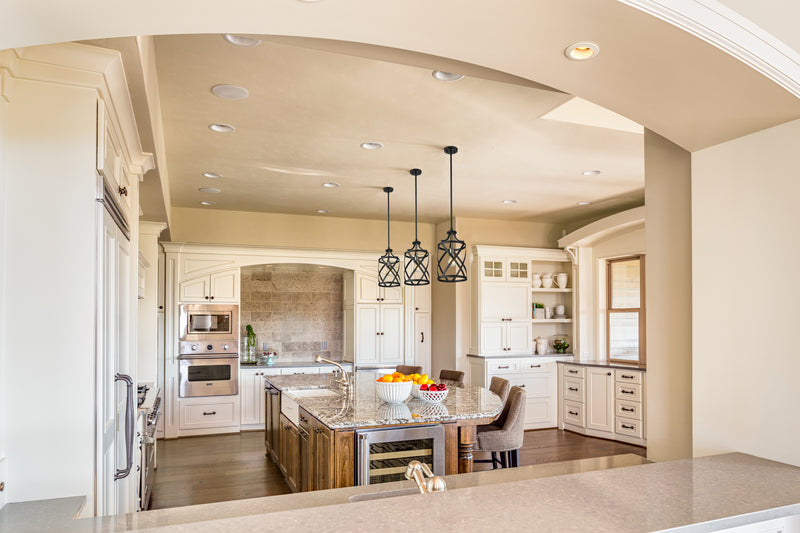 Malcalester 1 Light 8" Pendant in Matte Black + Brushed Nickel in a room setting