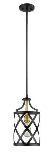 Malcalester 1 Light 8" Pendant in Matte Black + Olde Brass