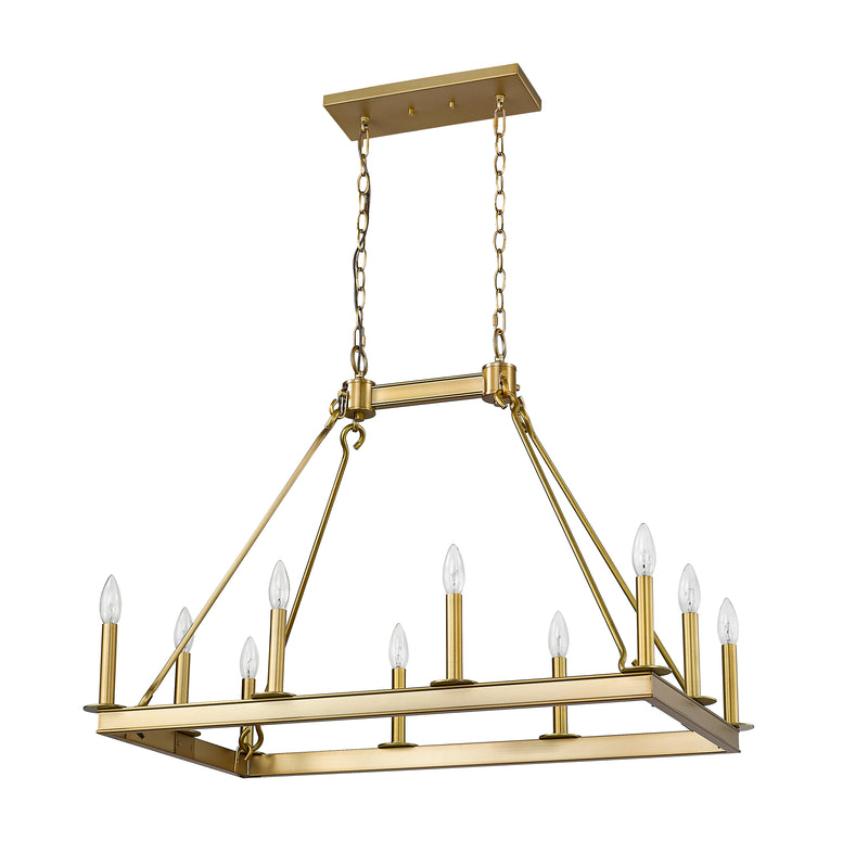 Barclay 10 Light 34" Linear Pendant in Olde Brass