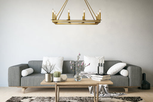 Barclay 10 Light 34" Linear Pendant in Olde Brass in a room setting