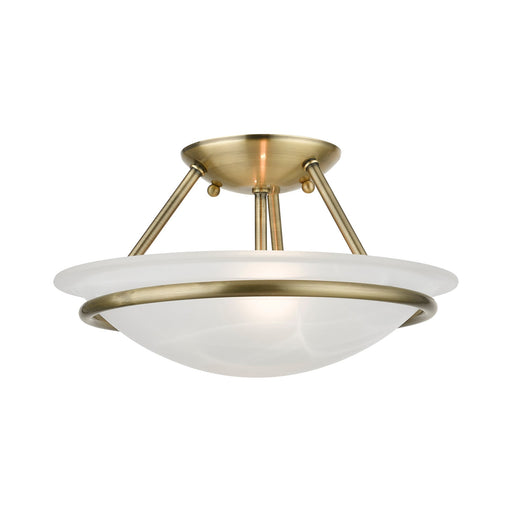 Newburgh 2-Light Small Semi-Flush Mount in Antique Brass
