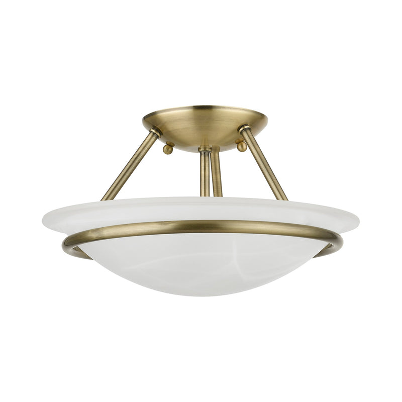 Newburgh 2-Light Small Semi-Flush Mount in Antique Brass
