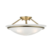 Newburgh 3-Light Medium Semi-Flush Mount in Antique Brass