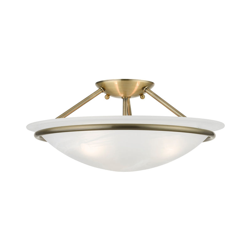 Newburgh 3-Light Medium Semi-Flush Mount in Antique Brass