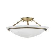 Newburgh 3-Light Medium Semi-Flush Mount in Antique Brass