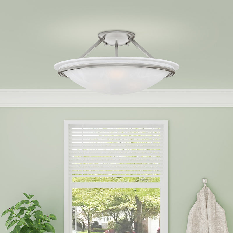 Newburgh 3-Light Medium Semi-Flush Mount in Brushed Nickel