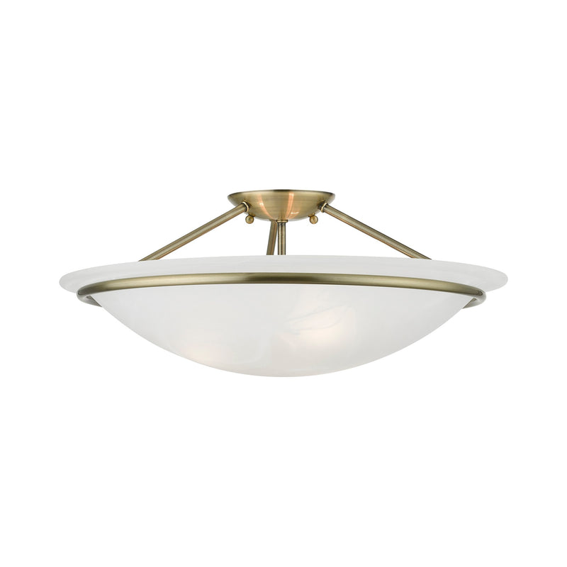 Newburgh 3-Light Large Semi-Flush Mount in Antique Brass