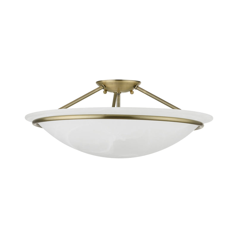 Newburgh 3-Light Large Semi-Flush Mount in Antique Brass