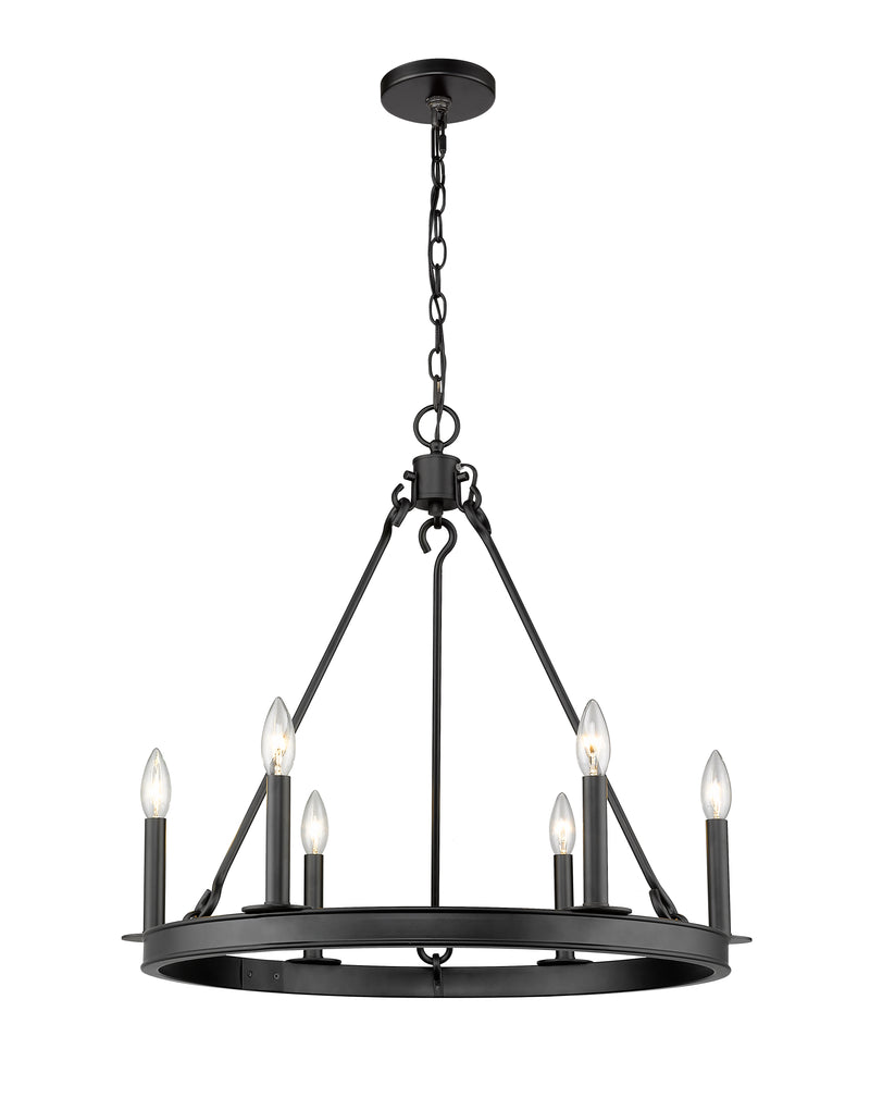 Barclay 6 Light 25" Chandelier in Matte Black