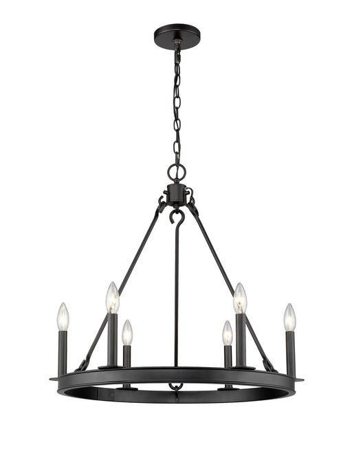 Barclay 6 Light 25" Chandelier in Matte Black