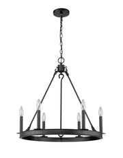 Barclay 6 Light 25" Chandelier in Matte Black