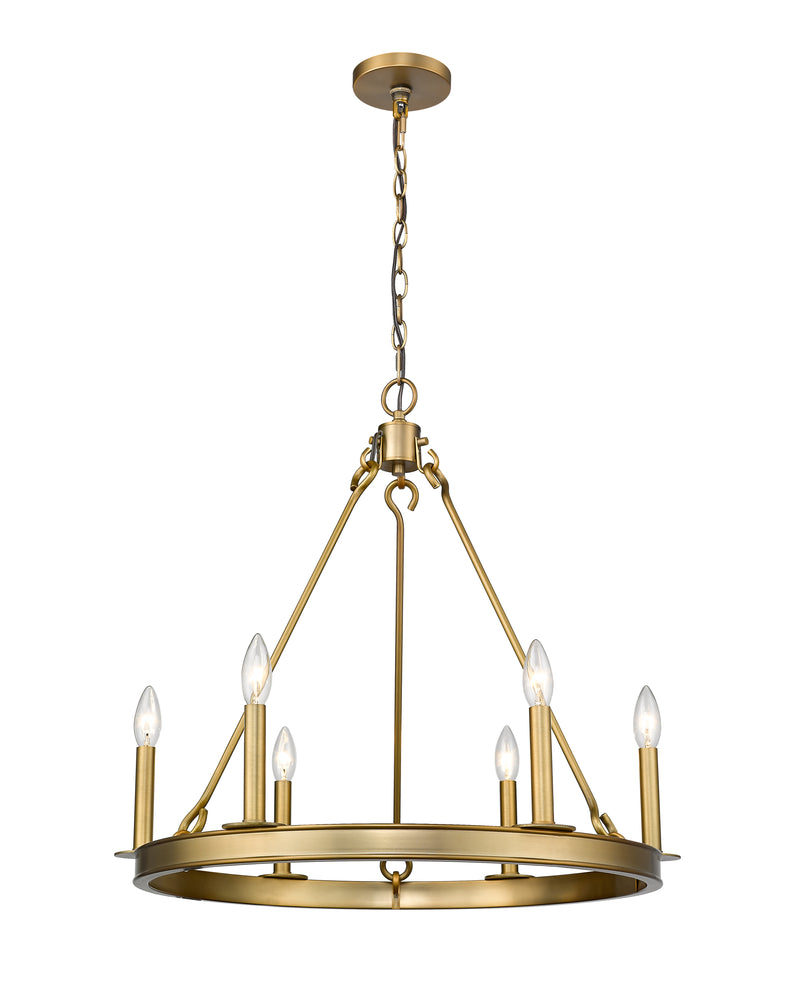 Barclay 6 Light 25" Chandelier in Olde Brass