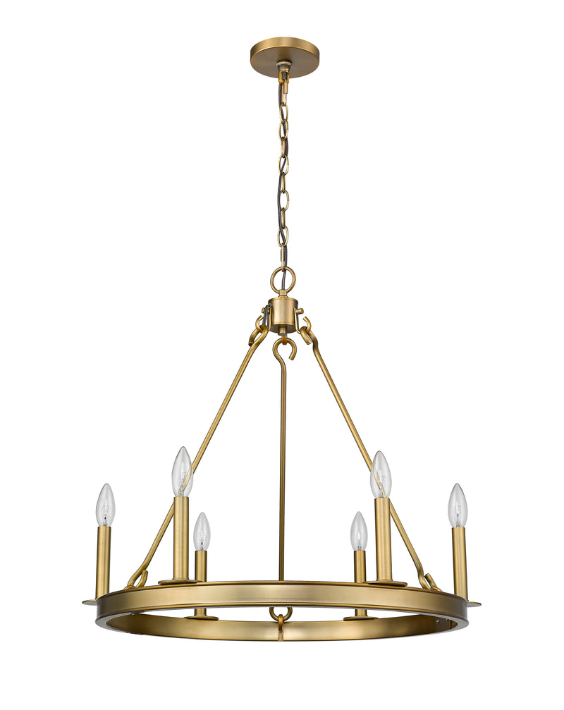 Barclay 6 Light 25" Chandelier in Olde Brass