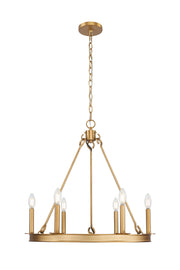 Barclay 6 Light 25" Chandelier in Rubbed Brass