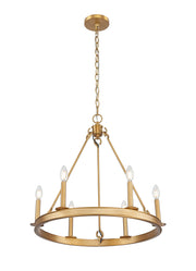 Barclay 6 Light 25" Chandelier in Rubbed Brass