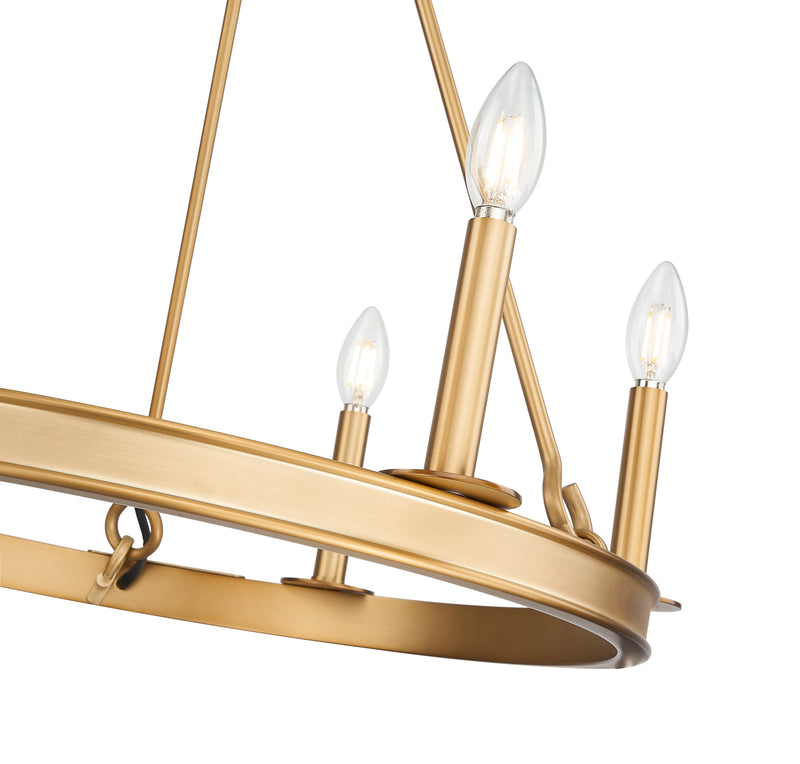 Barclay 6 Light 25" Chandelier in Rubbed Brass