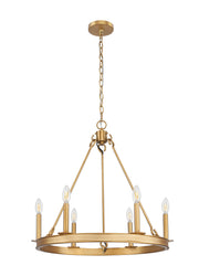 Barclay 6 Light 25" Chandelier in Rubbed Brass