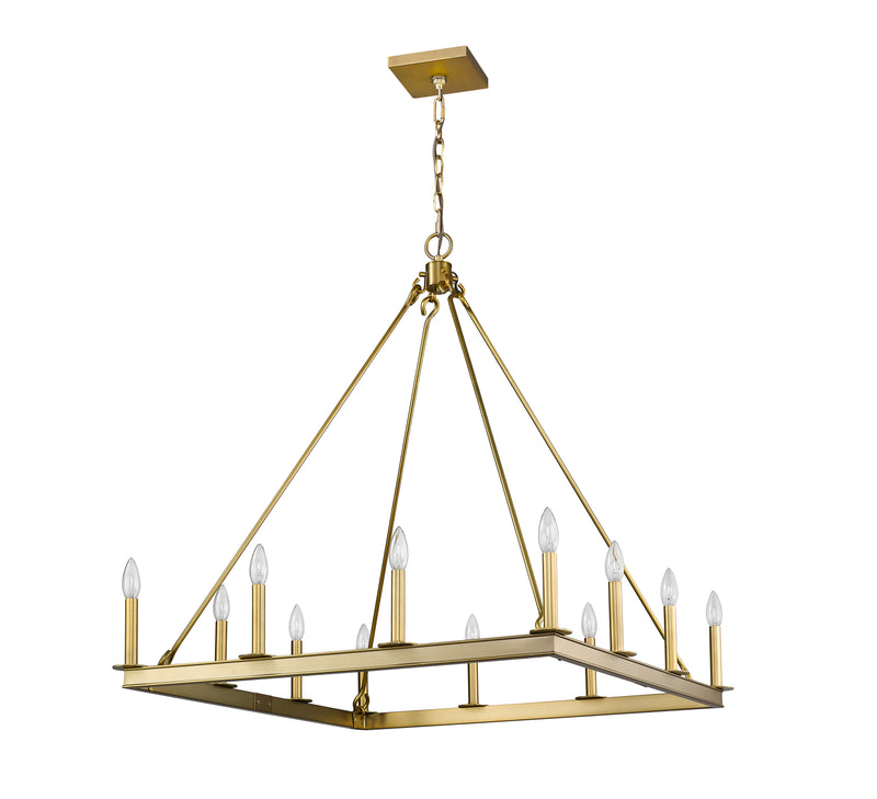 Barclay 12 Light 34" Chandelier in Olde Brass