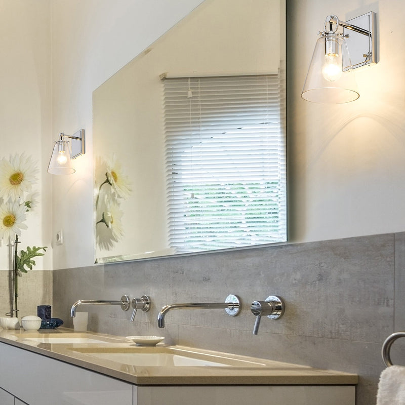 Harper 1 Light 6.5" Wall Sconce in Chrome in a room setting