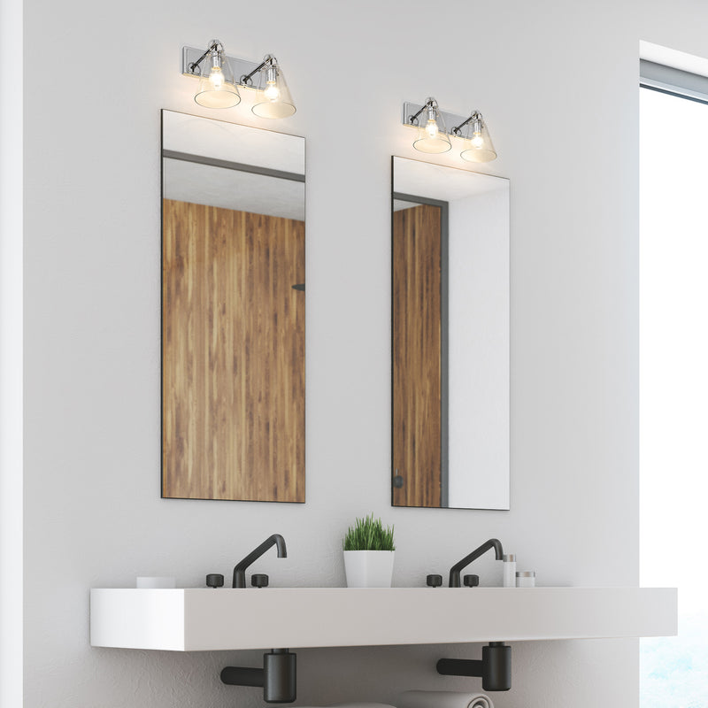Harper 2 Light 15.5" Vanity in Chrome in a room setting