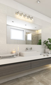 Harper 5 Light 39.75" Vanity in Brushed Nickel in a room setting