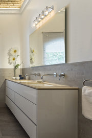 Harper 5 Light 39.75" Vanity in Chrome in a room setting