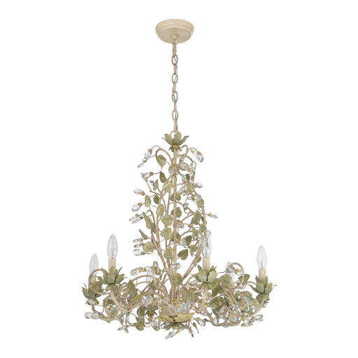 Josie 6 Light 25" Chandelier in Champagne Green Tea