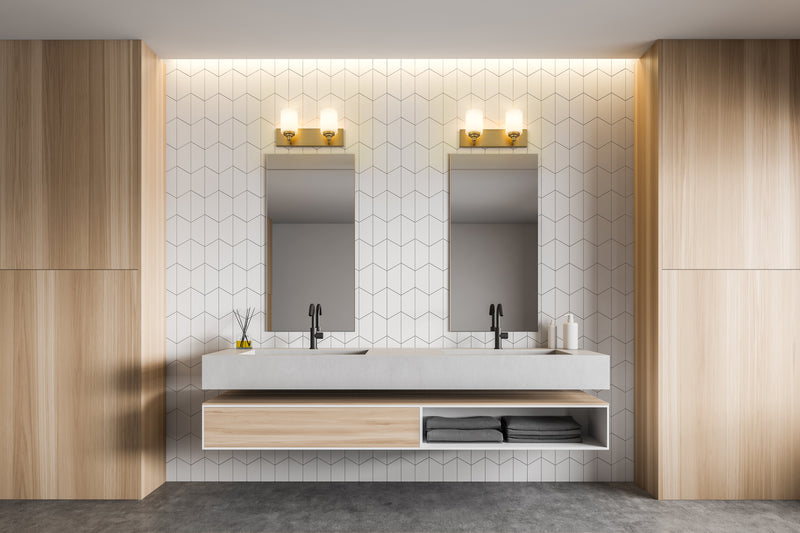 Soledad 2 Light 16.25" Vanity in Brushed Gold in a room setting