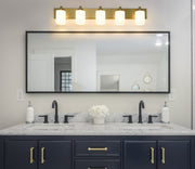 Soledad 5 Light 38.75" Vanity in Brushed Gold in a room setting