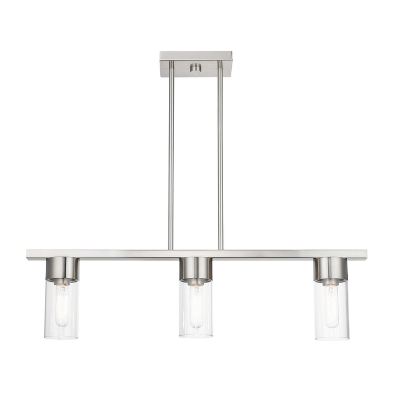 Carson 3-Light Linear Chandelier in Brushed Nickel